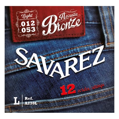 Струны для акустической 12-струнной гитары Savarez Acoustic Bronze A230L Light (12 шт)