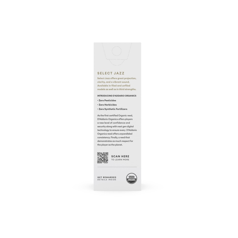 Трость для тенор саксофона D'Addario Organic Select Jazz Unfiled №3S