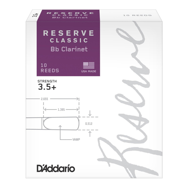 Трости для кларнета Rico Reserve Classic №3,5+ Bb (10 шт)