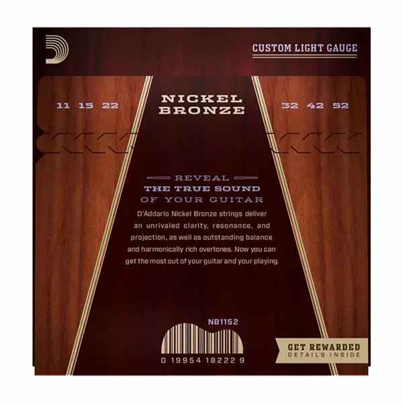 Струны для акустической гитары D'Addario Nickel Bronze NB1152 Custom Light (6 шт)