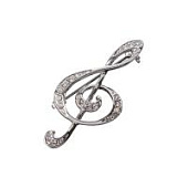 Брошь сувенирная Rin "Скрипичный ключ" серебряного цвета