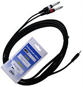 Инструментальный кабель Invotone ACA1005, джек (стерео) 3,5 мм - 2 x джек (моно) 6,3 мм, 5 м