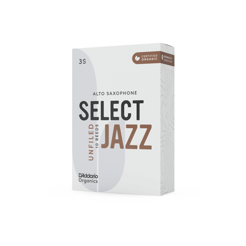 Трости для альт саксофона D'Addario Organic Select Jazz Unfiled №3S (10 шт)
