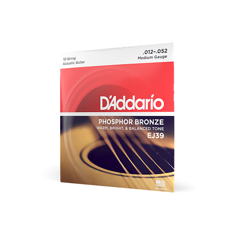 Струны для акустической 12-струнной гитары D'Addario Phosphor Bronze EJ39 Medium (12 шт)