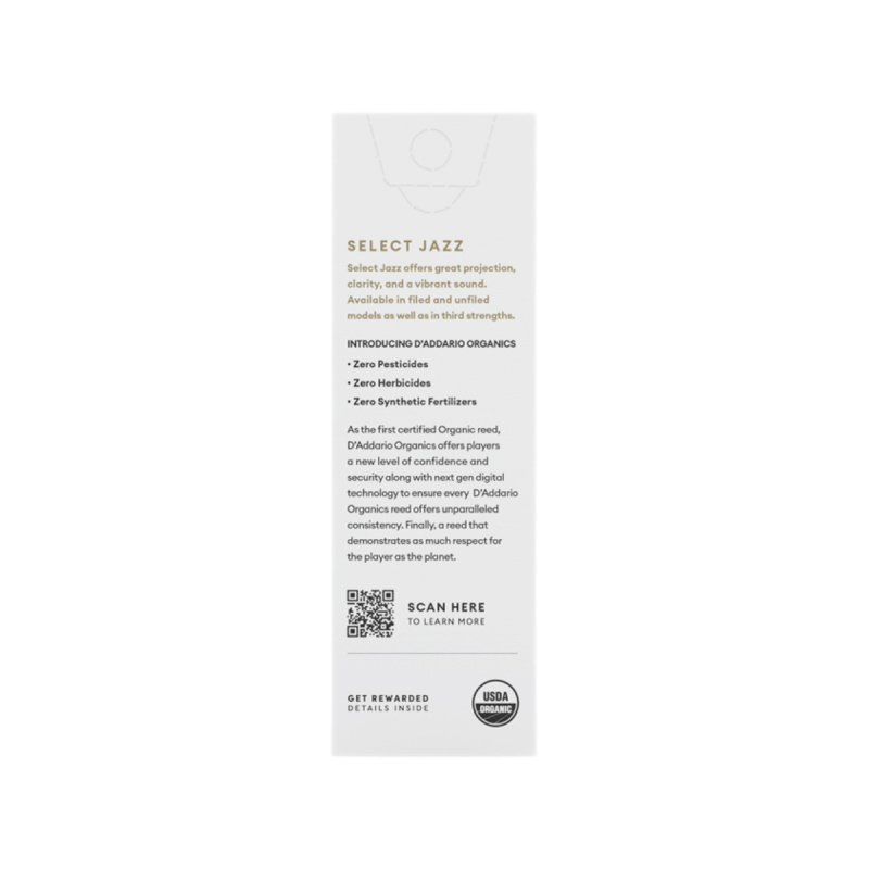 Трости для тенор саксофона D'Addario Organic Select Jazz filed №2H (5 шт)