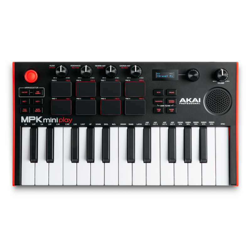 MIDI-клавиатура/синтезатор Akai Pro MPK mini Play MK3, 25 клавиш