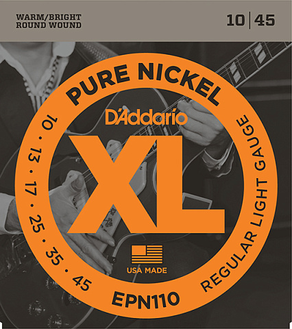Струны для электрогитары D'Addario Pure Nickel EPN110 XL Regular Light (6 шт)